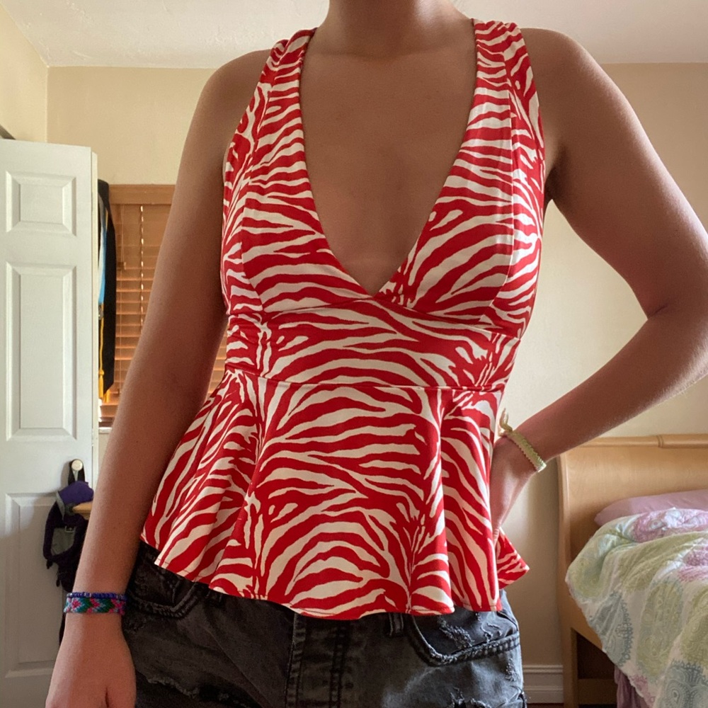 Urban Outfitters red zebra top